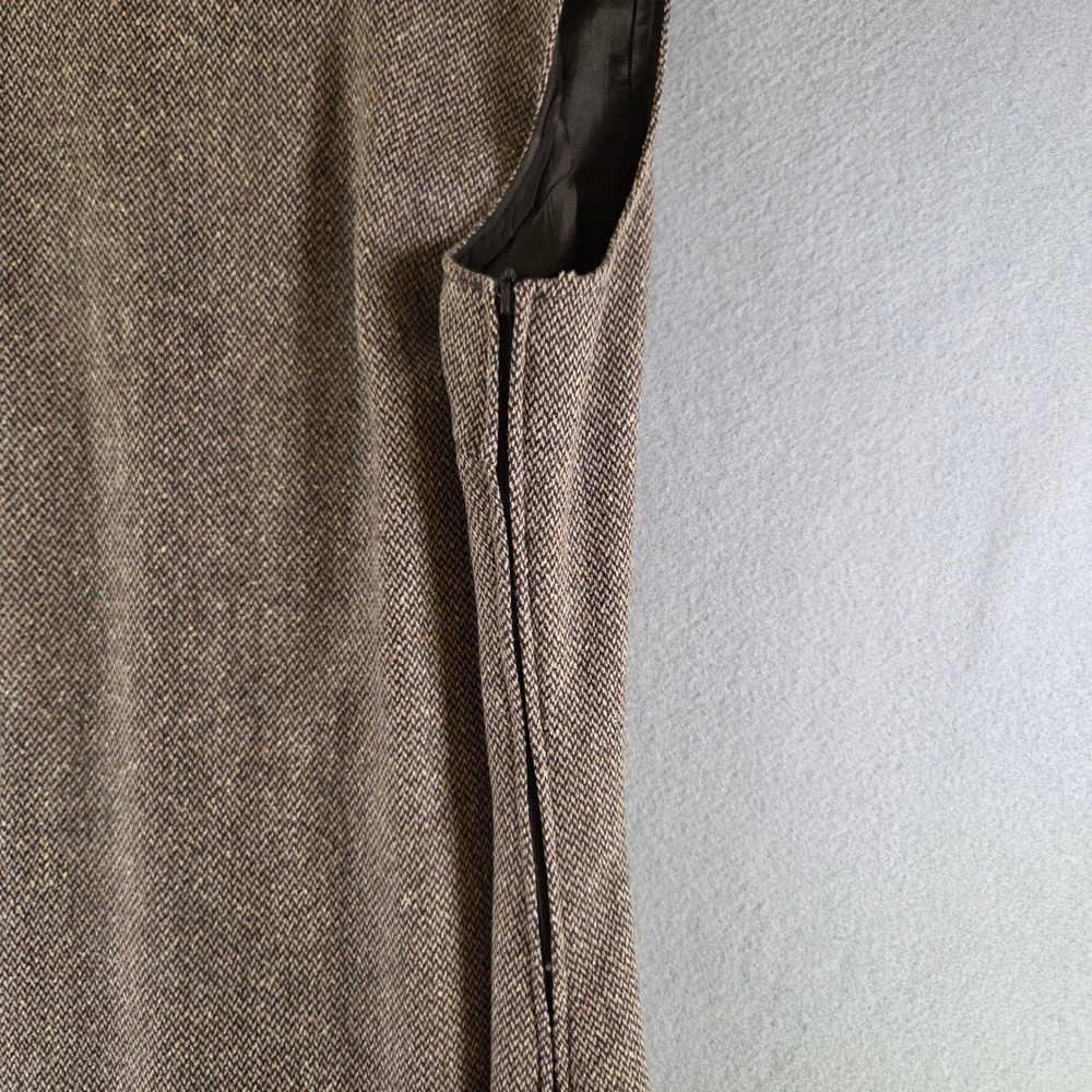 Vtg United Colors of Benetton Brown Wool Silk Tweed Midi Dress Italy Academia Lg - Picture 3 of 8